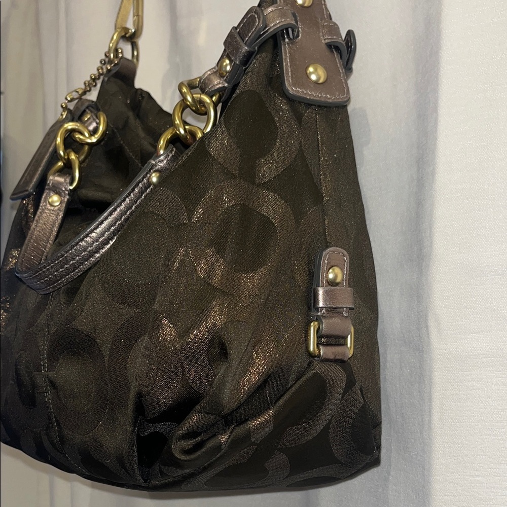 Coach Metallic Brown Monogram Hobo with Gold-Tone Hardware - Picture 4 of 7